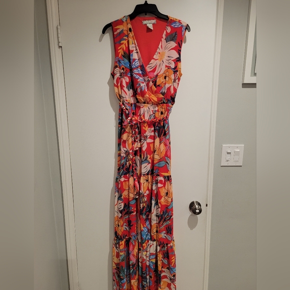 Floral Tropical Maxi Faux Wrap Dress - Picture 2 of 7